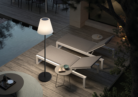 Lampa podłogowa zewnętrzna BONDI SOLAR IP44 czarny 5W 3000K+RBG+PILOT ładowanie solarne