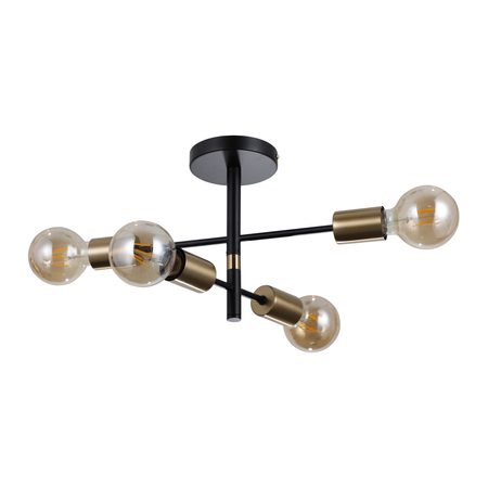 Lampa wisząca Italux Piansi PND-4025-4-BL-HBR Czarny mat, mosiądz miodowy