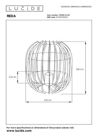 Lampa stołowa Lucide REDA 78599/01/30 czarny