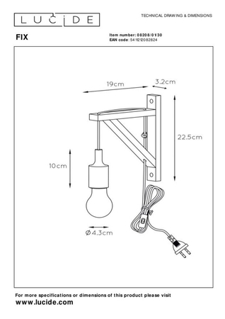 Kinkiet Lucide FIX czarny 8208/01/30