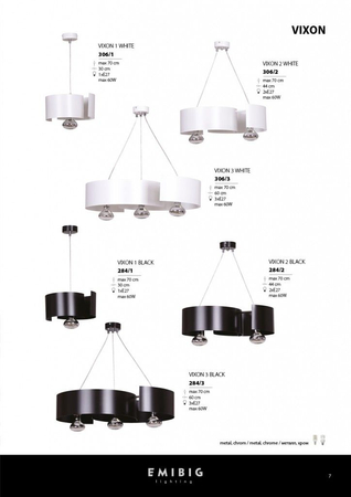 Lampa wisząca VIXON 1 BLACK Emibig 284/1 czarny