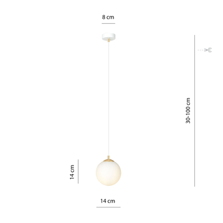 Lampa wisząca ROYAL 1 Emibig 1244/1 biały/złoty