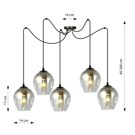 Lampa wisząca LEVEL 5 BL GRAFIT Emibig 757/5 czarny