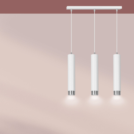 Lampa wisząca KIBO 3 WH/CHROME Emibig 641/3 biały/chrom