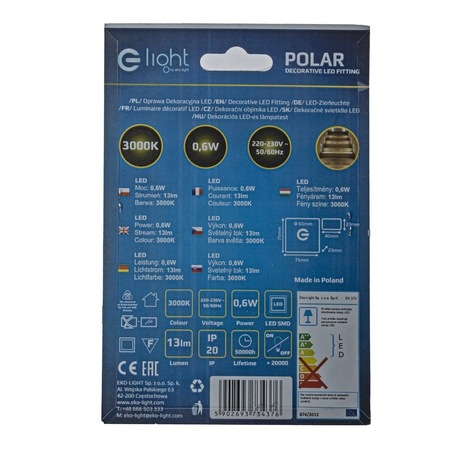 Eko-Light Oprawa schodowa POLAR Barwa Ciepła 3000K EKS4376 BIAŁY / SREBRNY