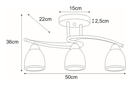 Lampa sufitowa SAMIRA Kaja K-JSL-8090/3 AB mosiądz