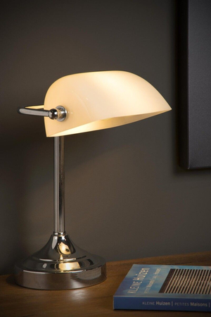 Lampa stołowa Lucide BANKER biały/srebrny 17504/01/11