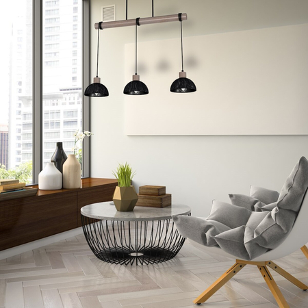 Milagro Lampa wisząca ERIK Sawn black/Patinated wood 3XE27 MLP7640 PRZECIERANY CZARNY / DREWNO PATYNOWANE