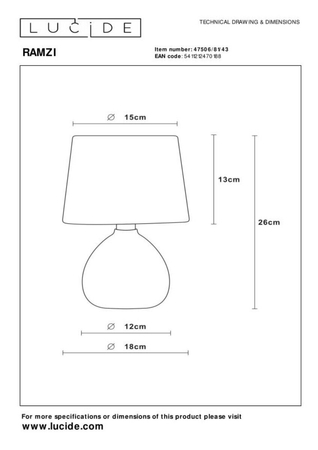 Lampa stołowa Lucide RAMZI brązowy 47506/81/43