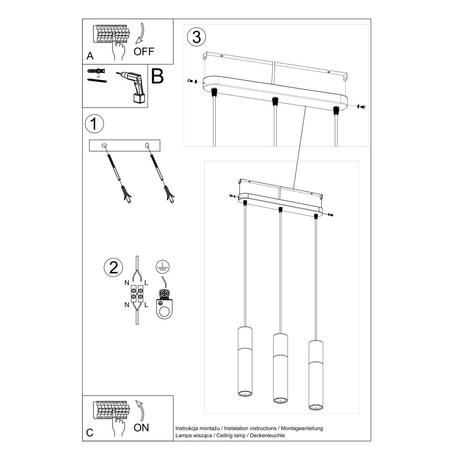 Sollux Lighting Lampa wisząca PABLO 3L biała SL.0630
