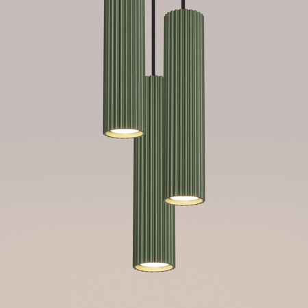 Sollux Lighting Lampa wisząca KARBON 3P zielona oliwka SL.1614