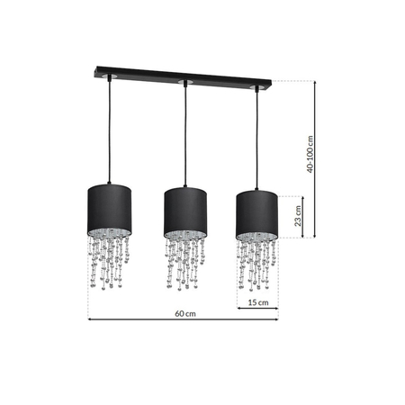 Milagro Lampa wisząca ALMERIA BLACK/CHROME 3xE27 MLP64300 Czerń / Chrom