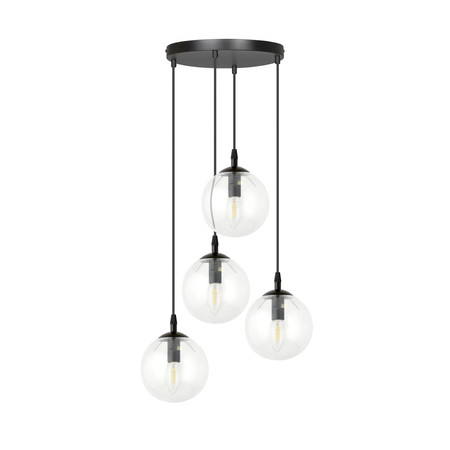 Lampa wisząca COSMO 4 BL PREMIUM TRANSPARENT Emibig 711/4PREM czarny