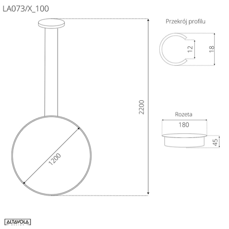 Lampa wisząca Ledowe Okręgi No.1 X 100cm 4k Różowe Złoto Dali