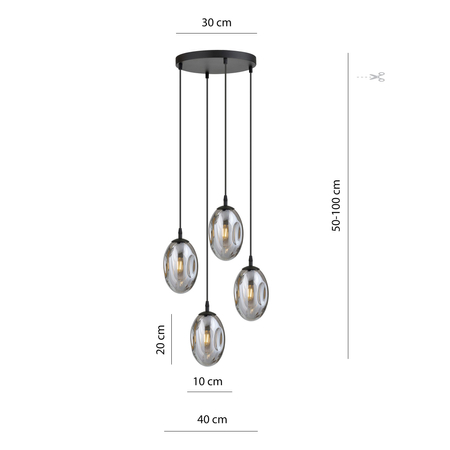 Lampa wisząca ASTRAL 4 Emibig 1266/4PREM czarny