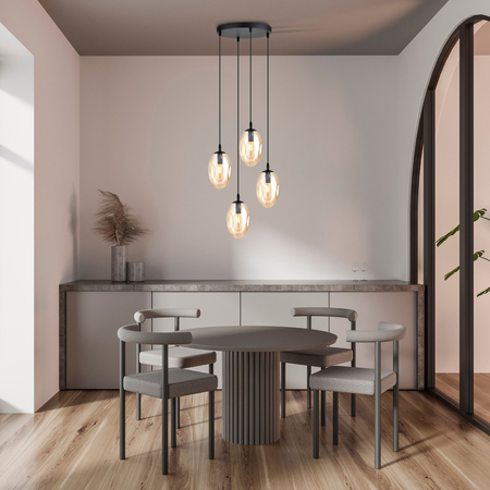 Lampa wisząca ASTRAL 4 Emibig 1267/4PREM czarny/złoty