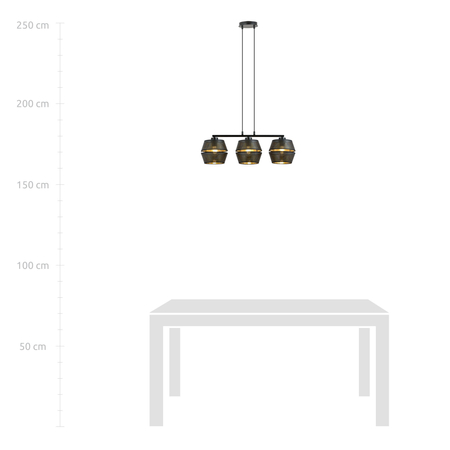 Lampa wisząca MALIA 3 Emibig 1185/3 czarny/złoty