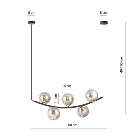 Lampa wisząca RITZ 5 Emibig 1297/5 czarny/złoty