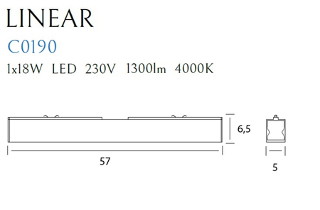 Plafon Maxlight LINEAR57 C0190 czarny/chrom