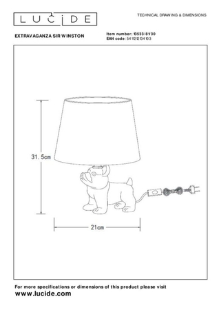 Lampa stołowa Lucide EXTRAVAGANZA SIR WINSTON 13533/81/30 czarny