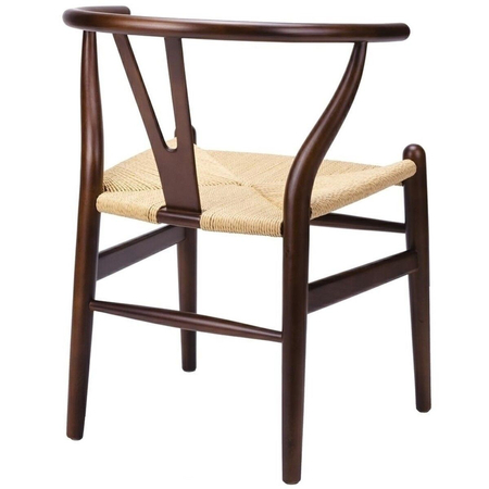 Krzesło WISHBONE ciemny brąz - drewno bukowe, naturalne włókno