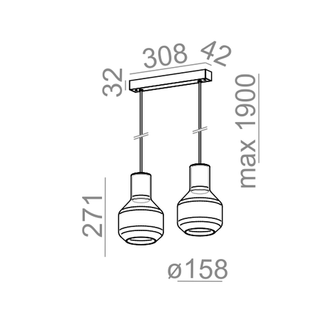 Lampa wisząca AQForm Modern Glass Barrel E27 x 2 Czarny Struktura
