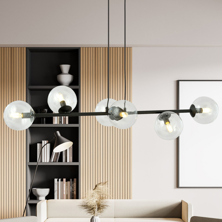 Lampa wisząca ROSSI 6 BL TRANSPARENT Emibig 874/6 czarny