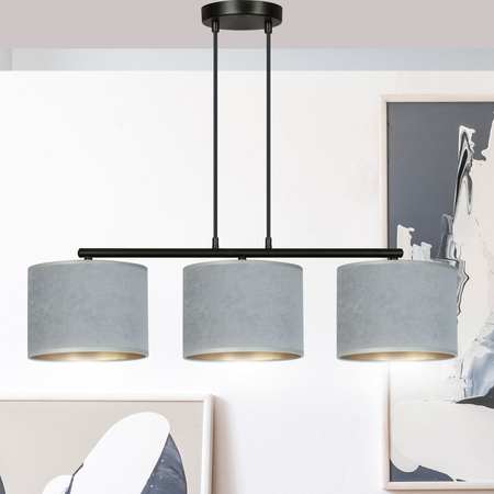 Lampa wisząca HILDE 3 BL GRAY Emibig 1050/3 czarny/chrom