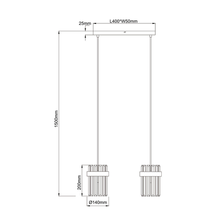 Light Prestige Lampa wisząca Vetro złota 2xE14 LP-2910/2L GD