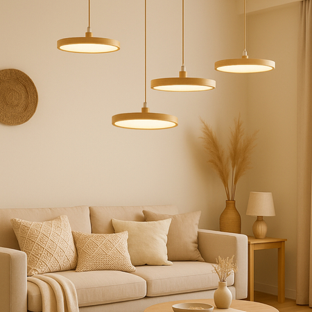 Lampa wisząca Abigali Woody 18W drewniana okrągła