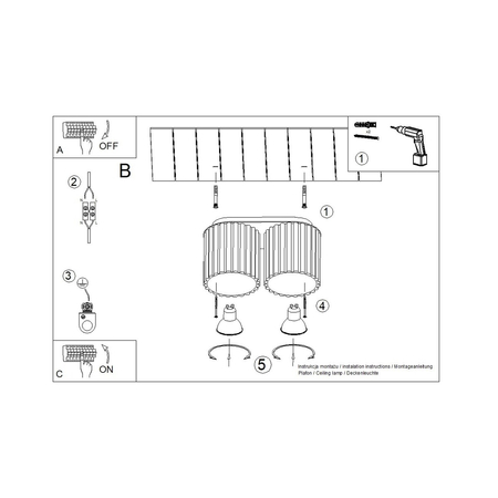 Sollux Lighting Plafon AURA 2 czarny GU10 SL.1785
