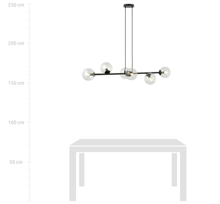 Lampa wisząca ROSSI 6 BL TRANSPARENT Emibig 874/6 czarny