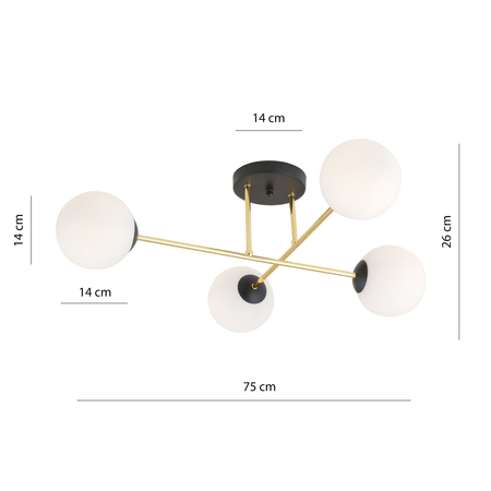 Lampa sufitowa MAGNUM 4 Emibig 1233/4 biały/czarny