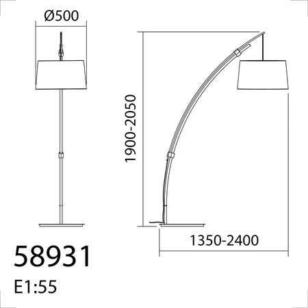 Lampa podłogowa CIRCULAR rozsuwana czarna 1xE27 abażur biały w komplecie
