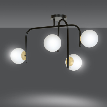 Lampa sufitowa RAGNAR 4B BLACK GOLD Emibig 1032/4B biały/czarny