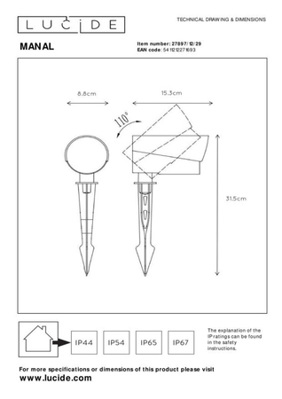 Lampa zewnętrzna Lucide MANAL 27897/12/29 czarny