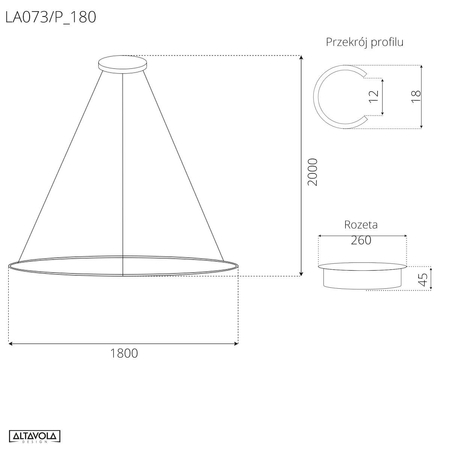 Lampa wisząca Ledowe Okręgi No.1 180cm 3k miedziana Dali