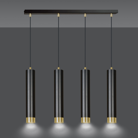Lampa wisząca KIBO 4 BL/GOLD Emibig 644/4 czarny/złoty