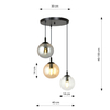 Lampa wisząca COSMO 3 BL PREMIUM MIX Emibig 714/3PREM czarny/złoty
