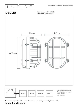 Lampa zewnętrzna Lucide DUDLEY 11891/20/02 złoty