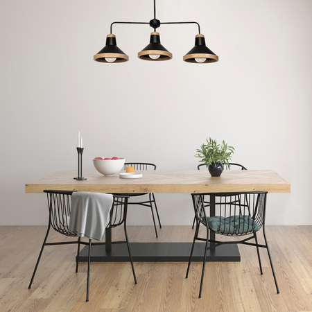 Milagro Lampa sufitowa SALMA BLACK / WOOD 3xE27 MLP6297 Czerń / Naturalne drewno