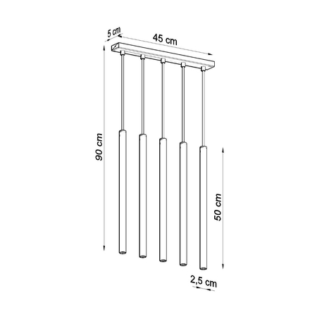 Sollux Lighting Lampa wisząca PASTELO 5L beton SL.1274