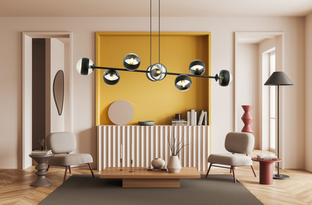 Lampa wisząca ROSSI 8 BL STRIPE Emibig 1229/8 biały/beżowy