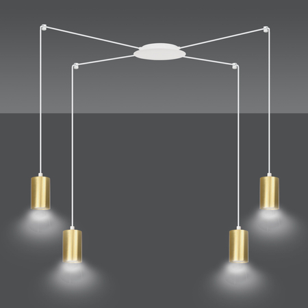 Lampa wisząca TRAKER 4 WH/GOLD Emibig 527/4 biały/złoty
