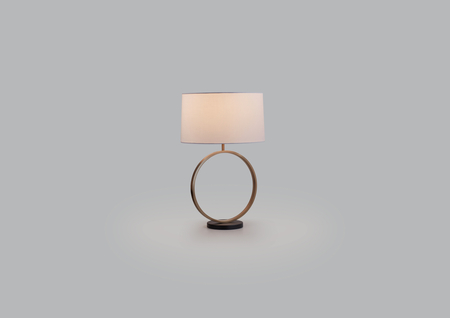 Lampa stołowa OVAL złoty antyczny 1xE27 z kremowym abażurem