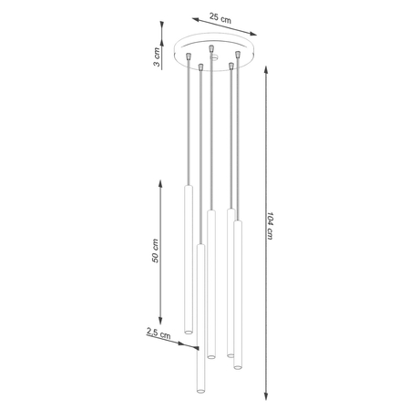 Sollux Lighting Lampa wisząca PASTELO 5P ochra czerwona SL.1528