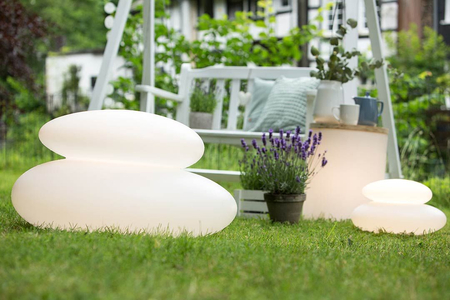 Kamień LED XL Lampa solarna zewnętrzna ogrodowa przenośna 2700K Biała ciepła 40x69 32380S biały