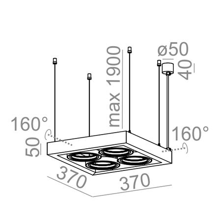 Lampa wisząca AQForm Cadra 111 X 4 SQ Biały Struktura