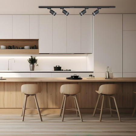 Milagro Zestaw Szynoprzewód 4xPipe Ring GU10 + Prowadnica 2x1m + Złączki - Czarny ML1687 CZARNY