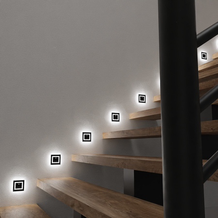Eko-Light Oprawa schodowa EVRA BLACK Barwa Neutralna 4000K 12V z czujnikiem ruchu EKS6903 CZARNY